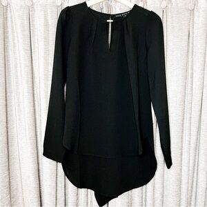 NWT Hyfve Black Long Sleeve Ruffle Back Tunic Blouse Size Medium